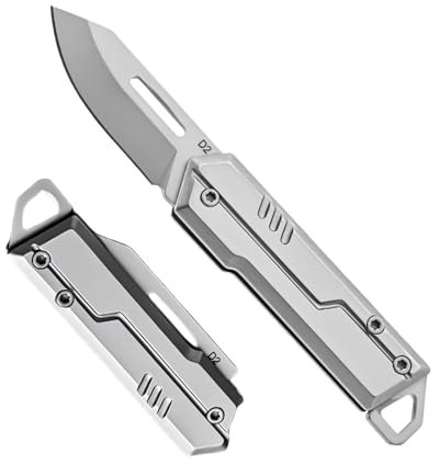 PAYFULLY Couteau de Poche, Acier inoxydable Couteau Pliant de Pochem, Couteau Porte Clé, Canif de Poche Pliant pour le camping, la randonnée et l'extérieur