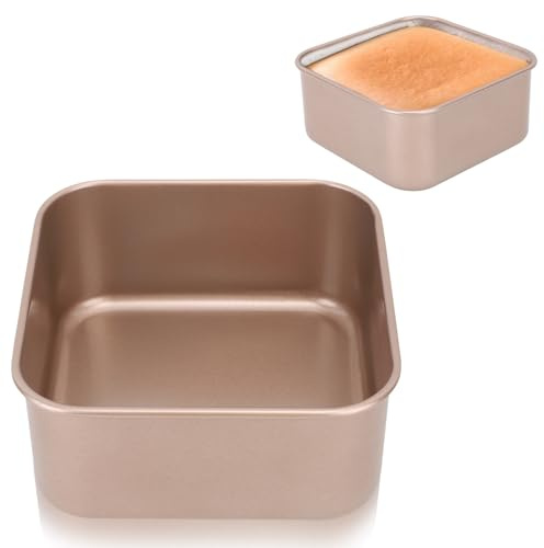 Tissting Bakplåt, 23,5 x 23,5 x 8 cm Non-Stick Djup Fyrkantig Bakplåt Kolstål Fondant Brödbricka för Brownies Lasagne Kakor