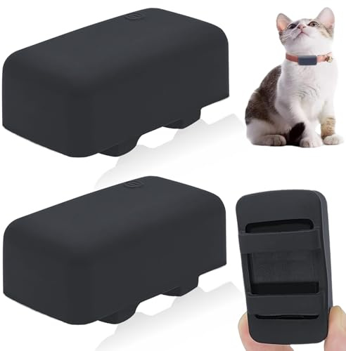 Silikonhållare kompatibel med Tractive katt mini tracker, gummitillbehör, skyddstag, anti-repor, säker robust GPS-sökare fodral för hund husdjurshalsband (svart, 2-pack)