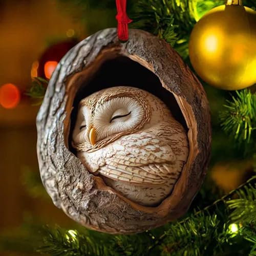 Ornamento Acrilico 2D Animali Albero Natale Ciondoli Pendenti Addobbi Natalizi Regali