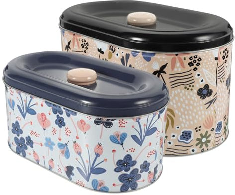 VOSAREA 2Pcs Tinplate Cookie Tins with Lid Sturdy Holiday Candy Storage Box for Treats Snacks Multi-functional Small Containers for Christmas and Festivals