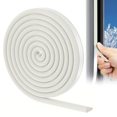 vsshe 5M Guarnizione per Porta Finestra Adesiva, Paraspifferi Guarnizioni Insonorizzata, Striscia di Schiuma Nastro Paraspifferi, Gomma Sigillatura in Striscia per Isolamento Dal Caldo, Bianco