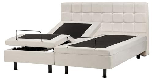 Beliani Polsterbett elektrisch verstellbar Hellbeige 160x200 cm mit Fernbedienung Duke