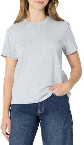 Amazon Essentials Women's Relaxed-Fit Cotton Crewneck T-Shirt, Light Grey Heather, X-Large