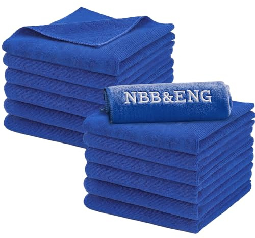 NBBENG （ 12 Pack, Blue ） Microfiber Cleaning Cloth, high-density material, ultra soft and lint free, strong water absorption without shedding hair, environmentally friendly and durable cleaning tool