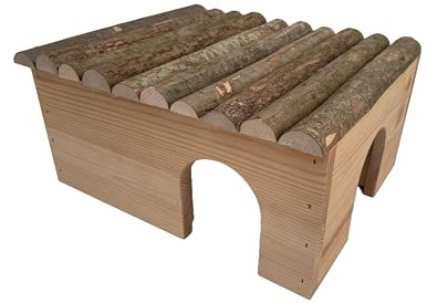 Gnagarhaus-kaninhus-kaninhus-marsvinshus-hamsterhus-2 på/utgångar – super hög kvalitet, robust och stabilt hus – tillverkad i EU- olika storlekar (hasselnötsträ, L)