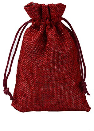 WANYI 5 Stück Jutesack 20x30cm Jutesäckchen Geschenkbeutel Beutel mit Kordelzug Jutebeutel Säckchen zum Befüllen Stoffbeutel für Schmuck Gastgeschenke Partys(Jiu-Rot)