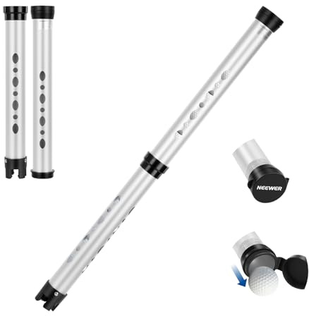 NEEWER Strumento di Raccolta Palline Golf, Tubo Raccogli Golf Ball in Alluminio Leggero da 33, 2 Sezioni, Raccoglitore Regolabile per Allenamento Pratica di Uomini Donne, Porta Fino a 20 Palle, GF02T