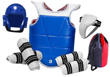 Harilla Set di Attrezzatura da Taekwondo Professionale per Adulti E Bambini, Equipaggiamento da Sparring per Karate Imbottito, Protezione Completa per, XL