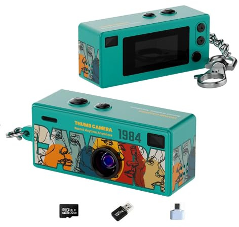 G6 Thumb Camera, Retro Keychain Action Camera Video with 32g Storage Card & USB Card Reader &Type-C Adapter (B)