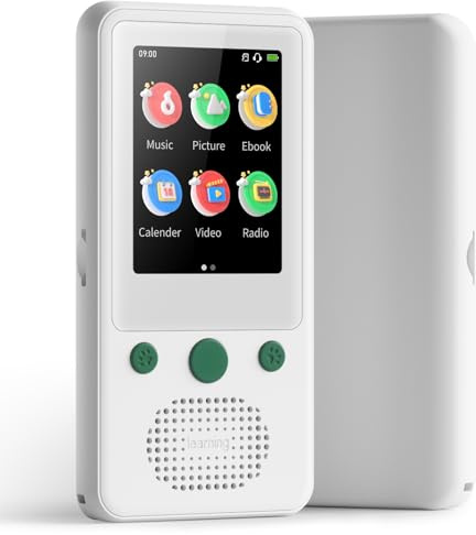 TIMMKOO Reproductor de MP3 para niños, pantalla táctil de 2.4 pulgadas, reproductor de MP3 con Bluetooth, reproducción de 65 horas, reproductor de música portátil con altavoz, compatible con tarjeta