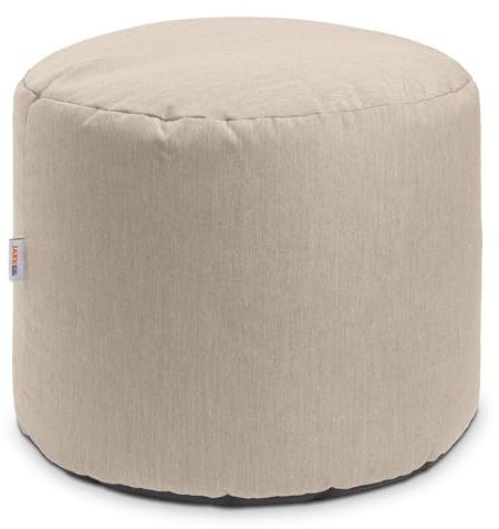 Jaxx Spring Indoor/Outdoor Bean Bag Pouf Ottoman, Sunbrella Flax