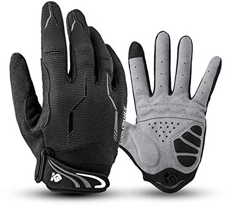 I Kua Fly Vollfinger Fahrradhandschuhe Männer Touchscreen Kompatibel MTB Handschuhe mit Gel für Herren Damen (Schwarz, M)