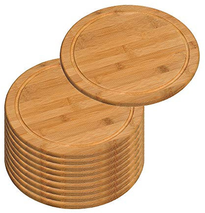 KESPER 58444 - Set di 10 piatti per carne, Ø 30 cm, in bambù certificato FSC®, piatto per pizza, piatti in legno, tagliere