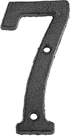Prosperveil numero di porta da 7 cm a vite, in ferro nero, numero civico, indirizzo, numero civico, targa da parete con viti di montaggio (numero 7)
