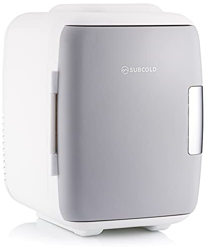 Subcold Classic4 Mini Fridge - Cooler & Warmer | 4 Litre/6 Cans | AC+USB | Portable Small Fridge for Skincare, Bedroom, Dorm, Car, Caravan (White/Grey) | Cooler & Warmer, AC+USB, Portable Small, Skincare, Bedroom, Dorm, Car, Caravan