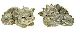 G. Wurm GmbH 2er Set Garten Drache liegend Steinoptik 20 cm Figur Gartenfigur Glück Skulptur