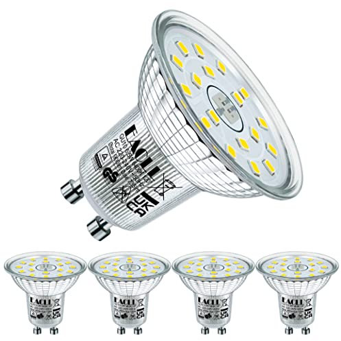 EACLL Lampadine LED GU10 6400K Bianco Freddo 6.5W Equivalente a Alogena 100W, 735lm Faretti AC 230V senza Sfarfallio, Angolo a Fascio 120° Spot, Non Dimmerabile corta Riflettore Lampade, Pacco da 4