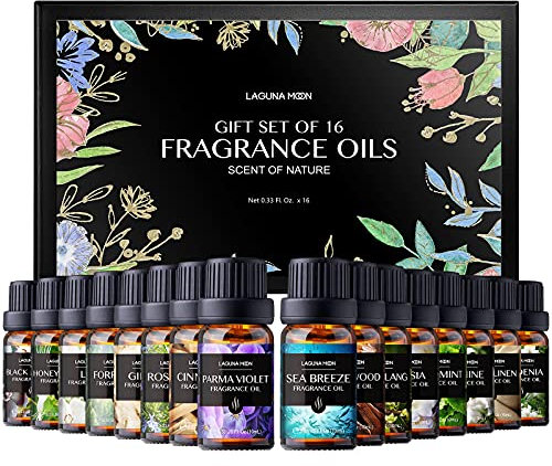 Fragrance Oils Gift Set TOP 16 Aromatherapy Premium Grade Oils Kit Fragrance Oils for Candle Making, Soap Making, Diffuser, Perfume, Bath - 10ml/Bottle