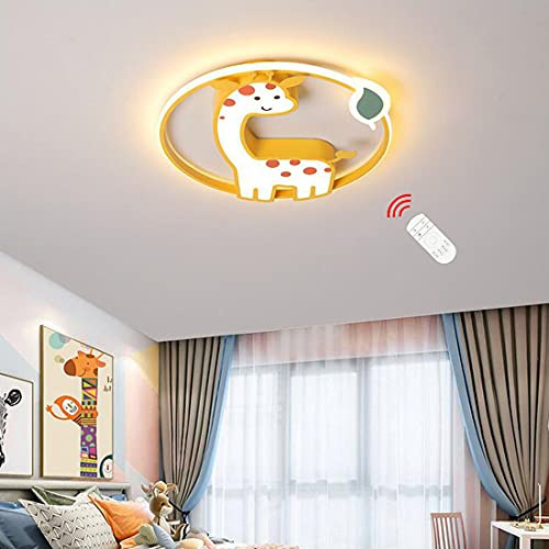 LED Deckenleuchte Schlafzimmer Kinderzimmer Dimmbar Leuchte, Cartoon-Giraffe Design Modern LED Kinder Deckenlampe mit Fernbedienung, Ø50CM, Kreativ Babyzimmer Innendekoration Wandleuchte, 32W, 2240LM