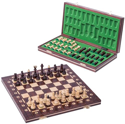 SQUARE - Schack JUNIOR AG - 41 x 41 cm - Schackspel - Schackfigurer och schackbräde av trä