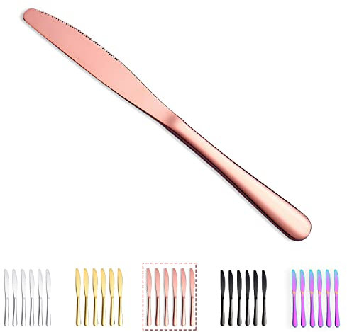 Kyraton Coltello da tavola 6 pezzi, set di coltelli da bistecca da 9 pollici in acciaio inossidabile coltello da tavola, posate set di coltelli da burro set di posate, set di posate