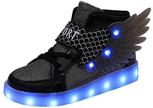 YUNICUS Kids LED Light Up Shoes USB Charging Sneakers Boys Girls High Top | Kids Wings LED Light Up Shoes with USB Charging Design, Flashing Sneakers for Boys Girls Party and Daily Wear