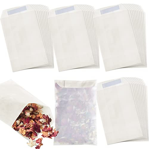 Patelai 180 Pcs Wedding Confetti Bags Glassine Envelopes Wax Melt Packaging Confetti Bags Peel Self Adhesive Flap Open Top Wedding Favors for Flowers Seed Candle(70 x 125 mm/ 2.76 x 4.92 Inch)