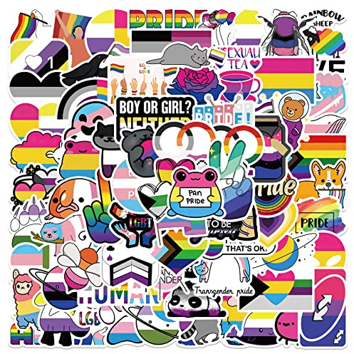 100PCs LGBT Stickers, LGBTQ Rainbow Love Vinyl Stickers Decals, Laptop Water Bottle Transman Stickers,Funny Stickers for Bicycle, Car, Planner, Skateboard, Stickers for Boys, Adults