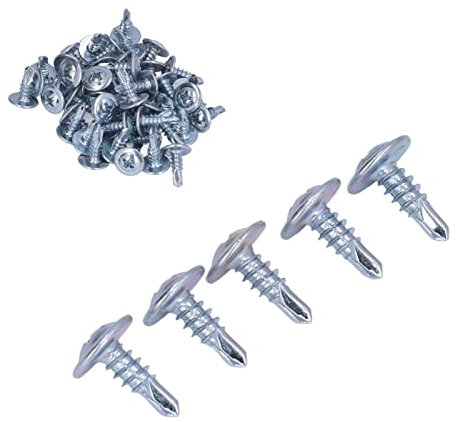 Karbonstahl-Bohrschrauben, 50-teiliges Rundkopf-Selbstbohrschrauben-Set Karbonstahl-verzinkte Holzschrauben 4,2 X 13 Mm (Rundkopf-Unterlegscheibe, Maschinenschrauben (Rundkopfwascherschwanz)