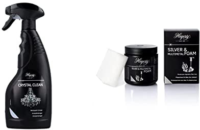 Hagerty - Crystal Clean - Nettoyant en spray qui élimine sans effort la saleté et la crasse des pièces en cristal, en verre & Multimetal Foam Mousse nettoyante pour l'argent et le métal I 185g