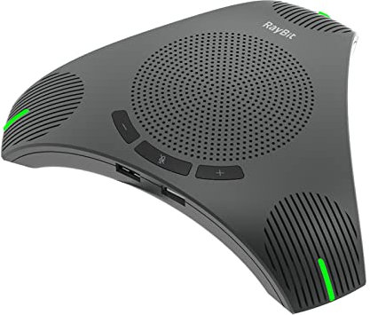 RayBit USB Konferenzlautsprecher mit Mikrofon für 8-10 Personen Geschäftstreffen, Konferenzmikrofon mit Smarter Stimmfilter & 360° Raumabdeckung, PC Freisprecheinrichtung für Skype/Zoom/Teams/usw