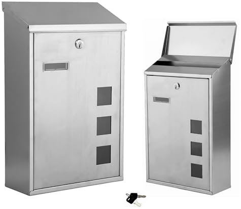 Crystals letter Box, Wall Mounted Post Box, External Mail Box, Galvanised Steel Lockable Weatherproof Post Boxes with Newspaper Holder – 40 x 25 x 10 cm