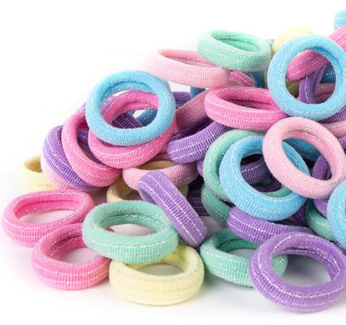 Qarwayoc Mini-Haargummis für Babys, nahtlos, für Kinder, Mädchen, weiche kleine Pferdeschwanz-Halter, Kleinkinder, elastische Haargummi-Halter, keine Beschädigung, 5 Farben