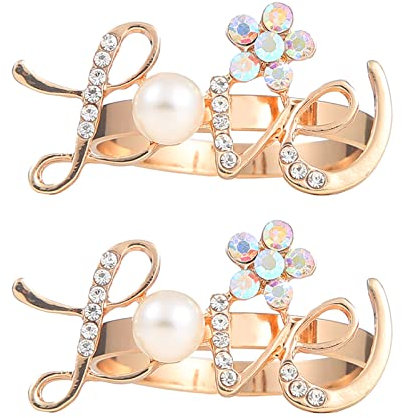 Serviettenringe aus Metall, 2 Stück, luxuriöse Valentinstags-Serviettenringe mit Perlen und Schnalle, Hochzeitsparty-Dekoration