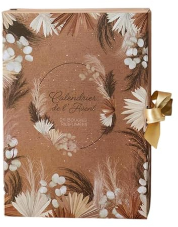 Calendrier de l'Avent 24 Bougies Parfumées Nature 30cm Marron