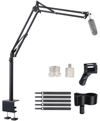 Lemxadd Mikrofon Arm Ständer für Blue Yeti HyperX QuadCast SoloCast Elgato Wave Q2U Fifine K669B K688 AM8 und andere Mic, Overhead Boom Arm Mikrofonständer mit 5/8 1/4 Adapter