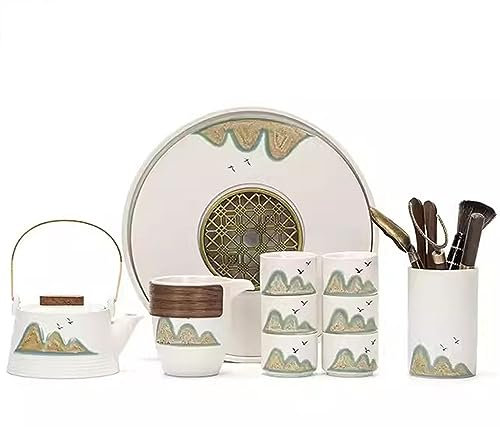 XaEjNzwDT Tetera marroqui teteras para te Juego de te Juego de té de Kung Fu Pintado a Mano, Juego de Taza de té con Tapa de Tetera de cerámica para el hogar(Color:D,Size:)