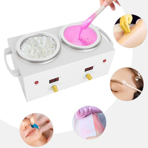 Warmwachs Haarentfernung Wax Maschine Waxing Set, Waxing Warmwachsgerät (68-248℉) Wachswärmer mit zwei Töpfen,Warmwachs Haarentfernung 600ml 36 * 18 * 19cm