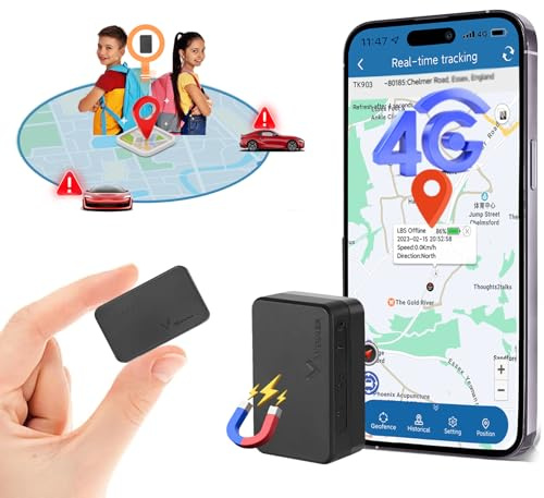 Mini Tracker GPS 4G avec Carte SIM Traceur GPS Voiture, Dispositif de Suivi GPS Magnétique Portable en Temps réel, Distance illimitée, Couverture Mondiale pour Enfants, Sacs, Camions Abonnement Requis