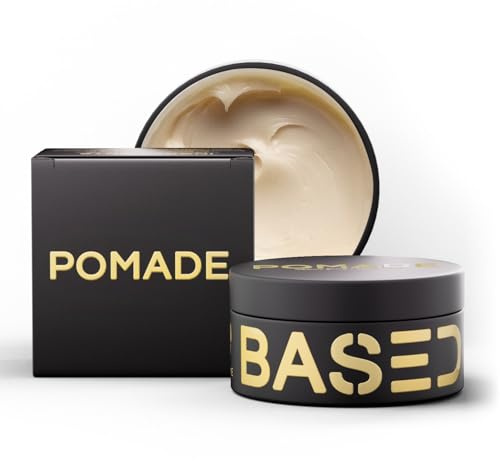 BASED Pomade for Men, Quality Hair Care with Medium Hold, Natural Shine & Fragrance, Easy to Apply & Great for All Hair Types, Hydrating and Nourishing Pomade (3 Oz Pack of 1)