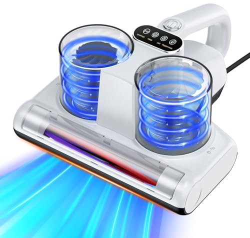 YUFAC Aspirapolvere per materassi Battimaterasso, 16Kpa Aspirapolvere antiacaro con luce UV, Aspiratore portatile per materassi da 500W con filtro HEPA, Aspiratore per letto, divano, tappeti, Bianco