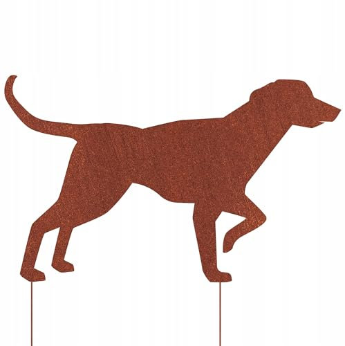 Kapaga - Gartenfigur aus Rost auf Einschlagbeinen - Metall Tierfigur - Edelrost Dekofigur - Tier Figur - Dekoration Gartendeko - Gartendekoration (Jagdhund - Höhe 46 cm)