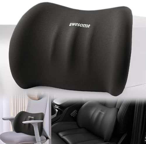 AIXIMA Lendenkissen Auto, Lendenkissen Bürostuhl, Rückenstützkissen, Lordosenstütze Auto aus Memory Foam, für Autositze, Bürostuhl, Rollstuhl (Schwarz)