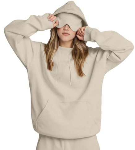 Damhuvtröja huvtröja med integrerad ögonmask bekvämt mode flygplan huva med huva enfärgad travel sweatshirt pullover vinter varm komfort resa flygplansläge huvtröja män, 03 beige, S