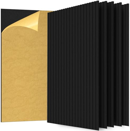 6 Pack Acoustic Wall Panels, 47.2X23.6X0.4 inch Decorative Self-Adhesive Soundproof Panels, Sound Dampening Panels for Home Studio Office, White(Black,6)
