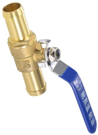 TA-VIGOR Ball Valve Shut-Off Valves, 2 Way 19mm Brass Ball Valve Adapter, Hose Barb Tube Fittings with 90 Degree Non-Slip Handle–1 PCS