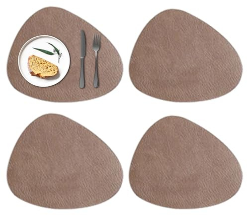 Mantel Individual para Mesa de Comedor - Manteles Individuales De Cuero para Cena | 4 Unidades Decoración Hogar Resistente Al Calor para Interior Exterior Casa De Campo Restaurante Hotel Apartamento