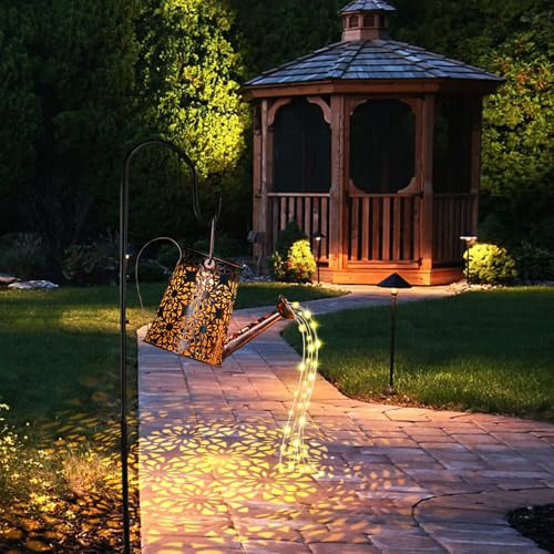 Annaffiatoio Solare, Luce d'arte da Giardino con Doccia a Stella, Solare da Giardino con Gancio da Pastore (A forma di stella)