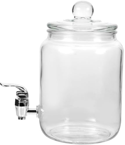 SHINEOFI Distributore di Bevande in Vetro con Rubinetto ABS Contenitore Sigillato per Vino e Succhi Brocca Multiuso da 4 Litri per Feste Casa e Bar